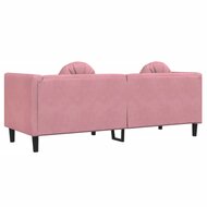 Bank Roderick 194cm met kussens 3-zits fluweel roze