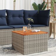 Tuintafel Ank 55x55x37 cm poly rattan en acaciahout grijs