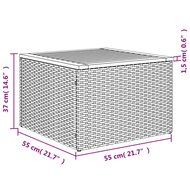 Tuintafel Ank 55x55x37 cm poly rattan en acaciahout grijs