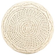 Poef macram&eacute; handgemaakt 45x30 cm katoen cr&egrave;me