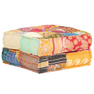 Poef 60x70x36 cm stof patchwork multicolour