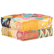 Poef 60x70x36 cm stof patchwork multicolour