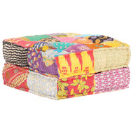 Poef 60x70x36 cm stof patchwork multicolour