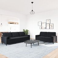 Loungeset Lumina met kussens en bolsters fluweel zwart