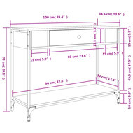 Wandtafel Ludo 100x34,5x75 cm hout gerookt eikenkleurig