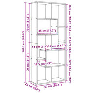 Kamerscherm / boekenkast 67x25x161,5 cm hout oud houtkleur