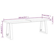 Eethoek met natuurlijke rand massief acaciahout 140cm