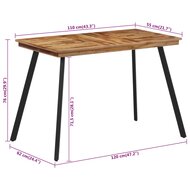 Smalle Eettafel Emma 120x62x76 cm massief teakhout