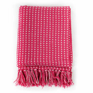 Plaid vierkantjes 125x150 cm katoen roze