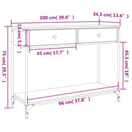 Wandtafel Lucien 100x34,5x75 cm bewerkt hout bruin eikenkleur