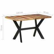 Smalle eettafel Jantien 140x70x75 cm massief hout bruin