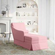 Chaise longue met bolster en rechterarmleuning velvet roze