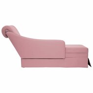 Chaise longue met bolster en rechterarmleuning velvet roze