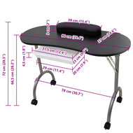 Manicuretafel inklapbaar met wieltjes zwart