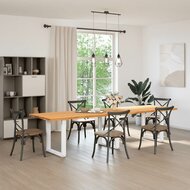 Eettafel Living 320x90x74 cm massief eikenhout bruin met witte poten