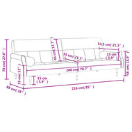 Slaapbank Easy 216cm met kussens fluweel zwart