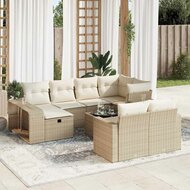 11-delige Loungeset Limo met kussens poly rattan beige