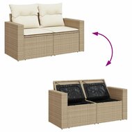 11-delige Loungeset Limo met kussens poly rattan beige