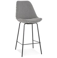 Counter chair Barkruk Spark - Pied-De-Poule-Stof - Zwarte Metalen Poten