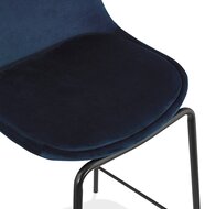 Counter chair Kruk Fenton - Blauw Velours - Zwarte Metalen Poten