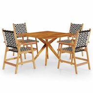 5-delige Tuinset Cancun massief acaciahout - Tafel met 4 stoelen