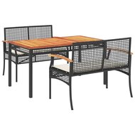 3-delige Tuinset Bergsma met kussens poly rattan zwart