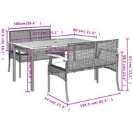 3-delige Tuinset Bergsma met kussens poly rattan zwart