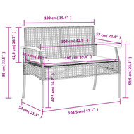 3-delige Tuinset Bergsma met kussens poly rattan zwart