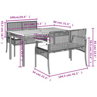 3-delige Tuinset Bergsma met kussens poly rattan grijs