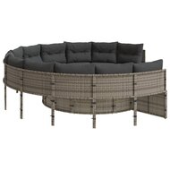 Tuinbank Maxima met tafel en kussens rond poly rattan grijs