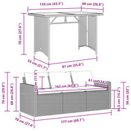 2-delige Tuinset Jantien met kussens poly rattan bruin