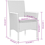 3-delige Tuinset Naomi met kussens poly rattan en acaciahout grijs