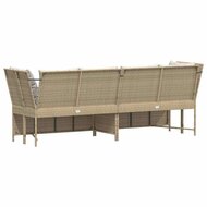 Tuinbank Soleil met kussens poly rattan beige