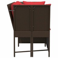 Tuinbank Soleil met rode kussens poly rattan bruin