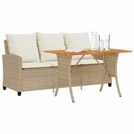 Tuinbank Calipso 3-zits met kussens &amp; tafel poly rattan beige