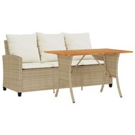 Tuinbank Calipso 3-zits met kussens &amp; tafel poly rattan beige