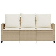 Tuinbank Calipso 3-zits met kussens &amp; tafel poly rattan beige