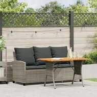 Tuinbank Calipso 3-zits met kussens &amp; tafel poly rattan grijs