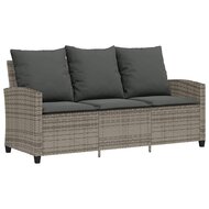 Tuinbank Calipso 3-zits met kussens &amp; tafel poly rattan grijs