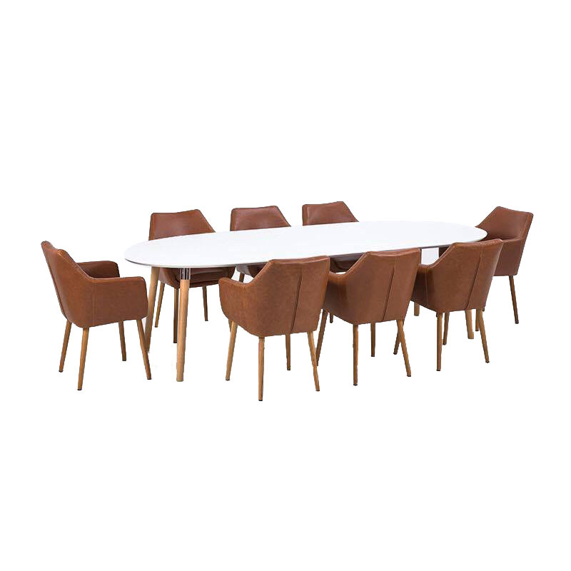 optocht Bezet Barmhartig Vergadertafel TOP Meeting met 8 stoelen bruin eethoek