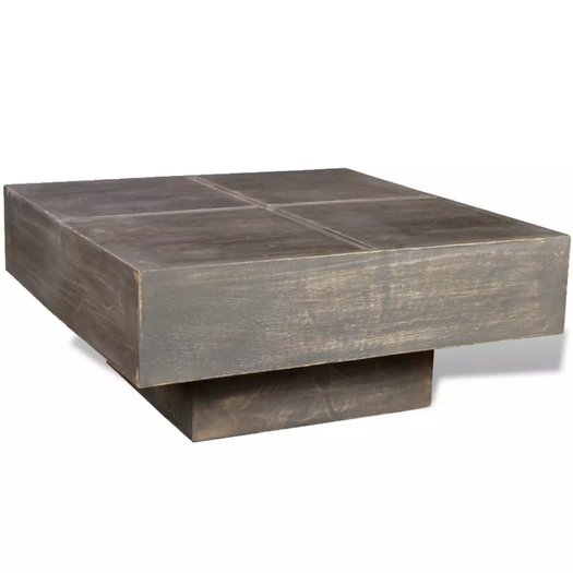 Salontafel Basic vierkant massief hout donkerbruin