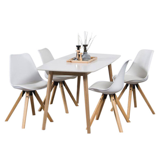 Eethoek Player wit set tafel met vier stoelen