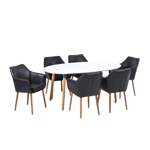 Vergadertafel TOP Meeting met 6 stoelen zwart eethoek