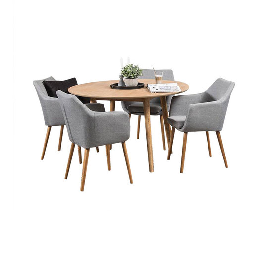 Eethoek Ontario met 4 stoelen TOP licht grijs