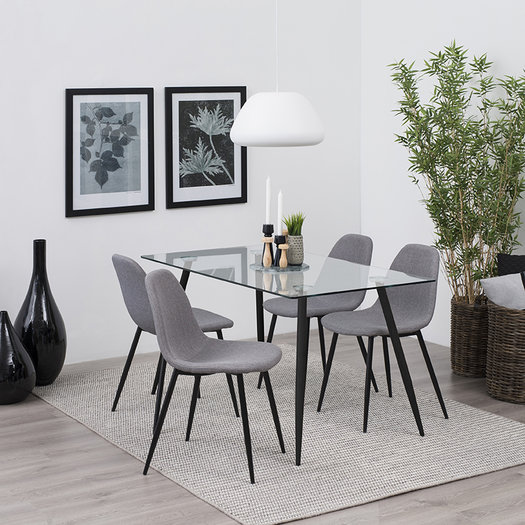 Complete eethoek Fred tafel met stoelen zwart