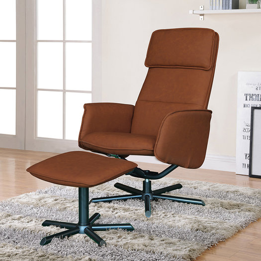 Fauteuil Gigi cognac relaxfauteuil met voetenbank